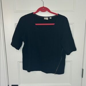 Anthropologie Postmark Chic Black Short Sleeve Top